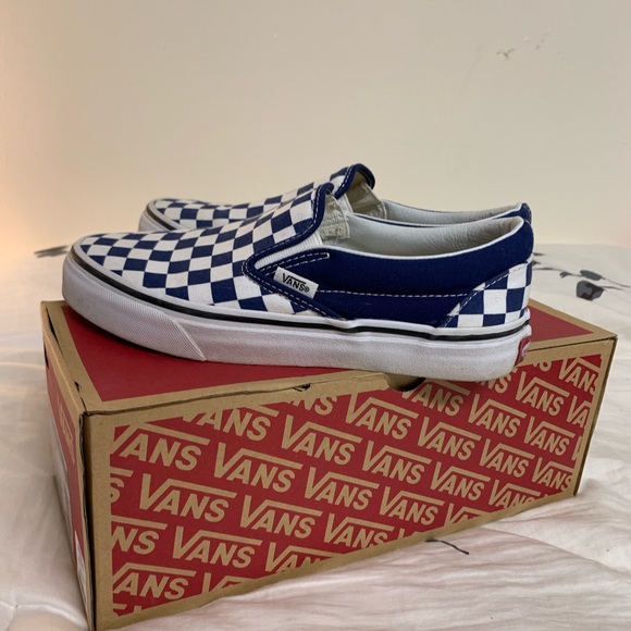 vans checkered navy blue